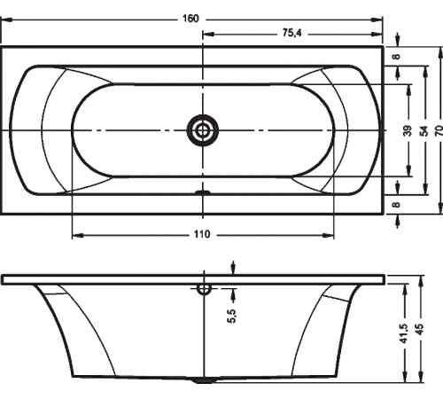 Акриловая ванна Riho Lima 160x70 B050001005 (BB4200500000000) без гидромассажа