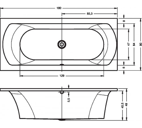 Акриловая ванна Riho Lima 180x80 B052001005 (BB4600500000000) без гидромассажа