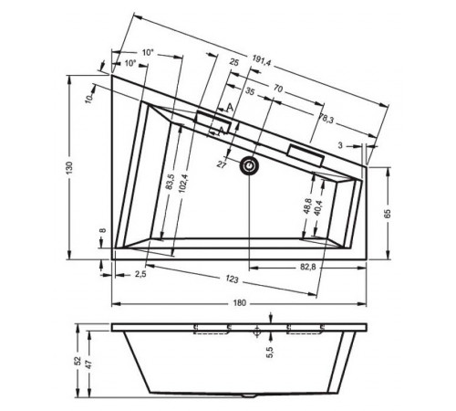 Акриловая ванна Riho Doppio 180x130 B034001005 (BA9100500000000) L без гидромассажа