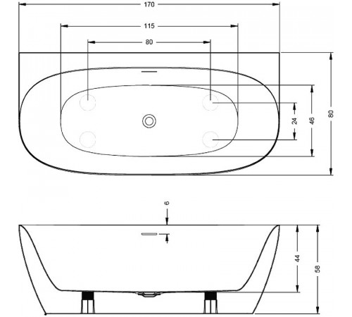 Акриловая ванна Riho Omega B2W 170x80 B094001005 без гидромассажа