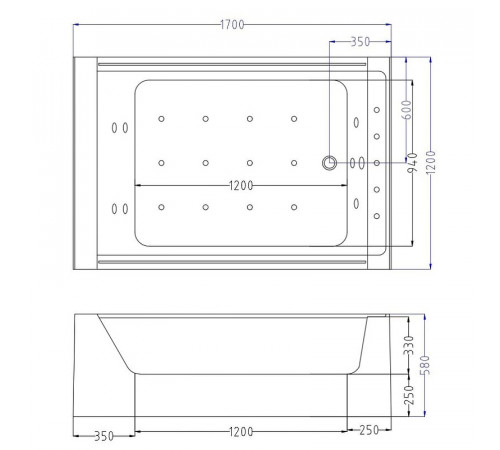 Акриловая ванна Ceruttispa 170x120 C-454A 9958 с гидромассажем