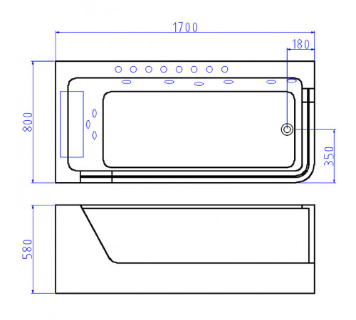 Акриловая ванна Ceruttispa 170x80 L C-494-17L 9947 с гидромассажем