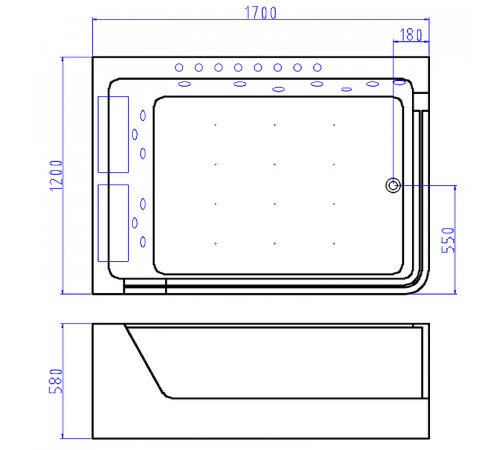 Акриловая ванна Ceruttispa 170x120 L C-495L 9949 с гидромассажем