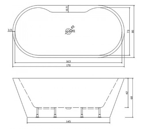 Акриловая ванна Ceruttispa Martigiano W 170x80 CT7766 без гидромассажа