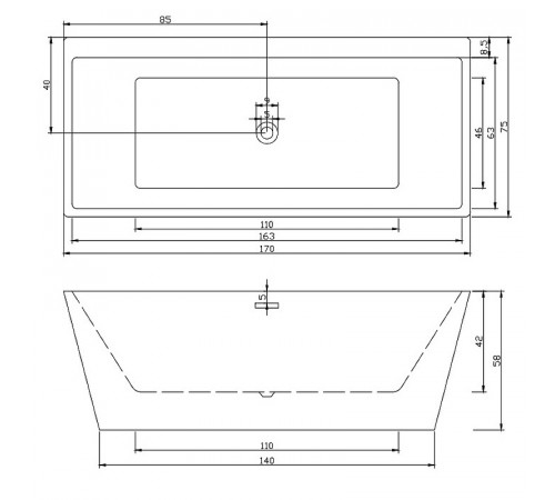 Акриловая ванна Ceruttispa Lugano 170x75 CT9344 без гидромассажа