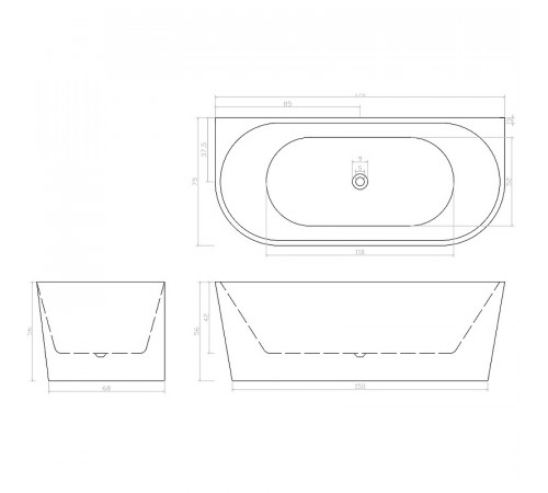 Акриловая ванна Ceruttispa Vettore W 170x75 CT9345 без гидромассажа