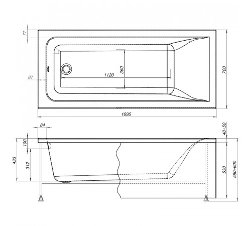 Акриловая ванна Aquanet Bright 170x70 267835 без гидромассажа