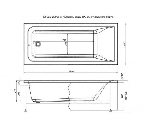 Акриловая ванна Aquanet Bright 180х80 233143 без гидромассажа