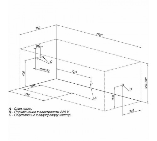 Акриловая ванна Aquanet Bright 175x75 216660 с каркасом