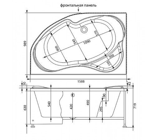 Акриловая ванна Aquanet Capri 160x100 L 205476 без гидромассажа