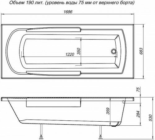 Акриловая ванна Aquanet Extra 170x70 205482 без гидромассажа