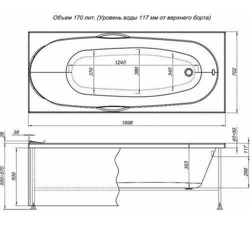 Акриловая ванна Aquanet Dali 170x70 239787 без гидромассажа