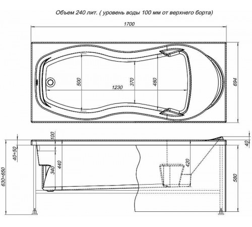 Акриловая ванна Aquanet Tessa 170x70 242925 без гидромассажа