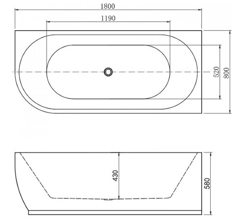 Акриловая ванна Aquanet Elegant B 180х80 260055 без гидромассажа