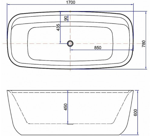 Акриловая ванна Aquanet Family Fine 95778-GW-MB 170x78 292985 Черная матовая без гидромассажа