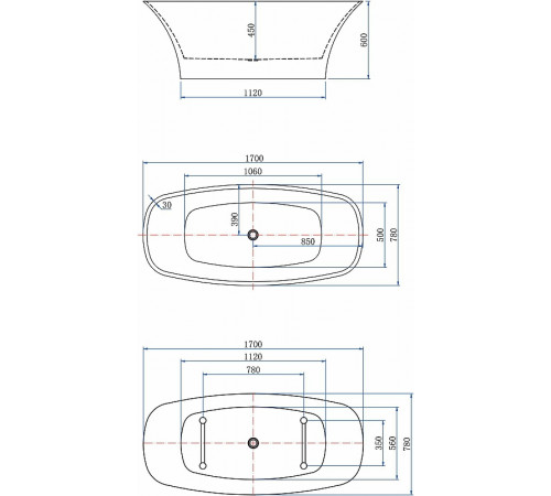 Акриловая ванна Aquanet Family Smart 88778-GW-MB 170x78 293083 Черная матовая без гидромассажа