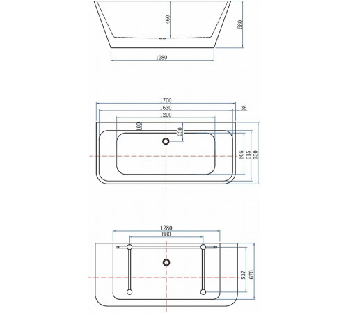 Акриловая ванна Aquanet Family Perfect 13775-MW-MB 170x75 293081 Черная матовая без гидромассажа