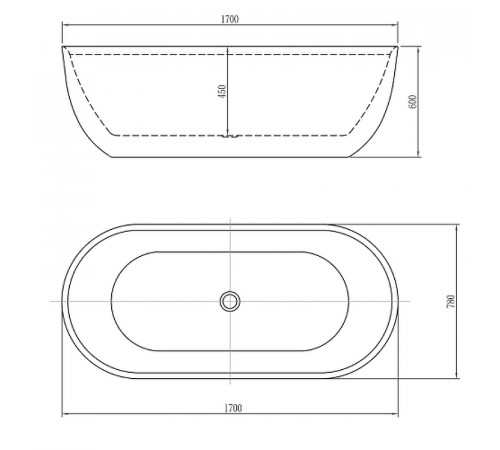 Акриловая ванна Aquanet Ocean 170x78 333603 без гидромассажа