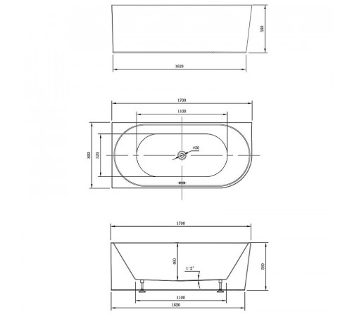 Акриловая ванна Vincea 170x80 VBT-402-1700L без гидромассажа