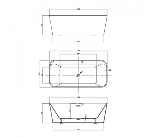 Акриловая ванна Vincea 170x80 VBT-401-1700 без гидромассажа