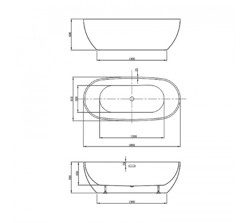 Акриловая ванна Vincea 180x81.5 VBT-408-1800 без гидромассажа