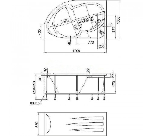 Акриловая ванна Creto Doris 170х105 L 14-170105L без гидромассажа