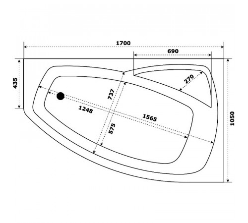 Акриловая ванна Creto Madison 170х105 R 22-1116 без гидромассажа