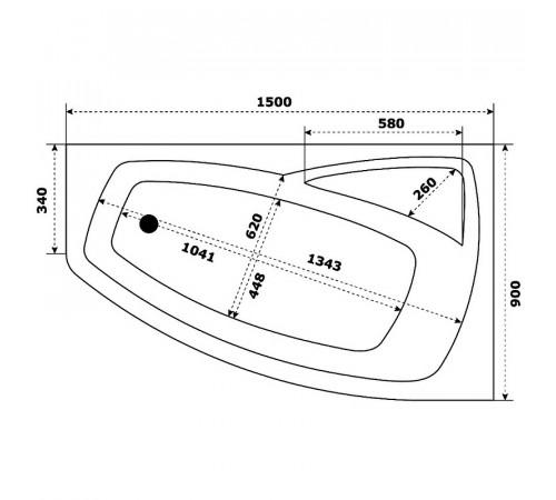 Акриловая ванна Creto Madison 150х90 R 22-1112 без гидромассажа