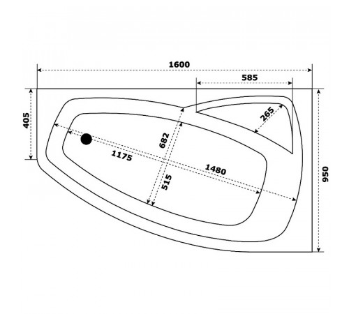 Акриловая ванна Creto Madison 160х95 R 22-1114 без гидромассажа