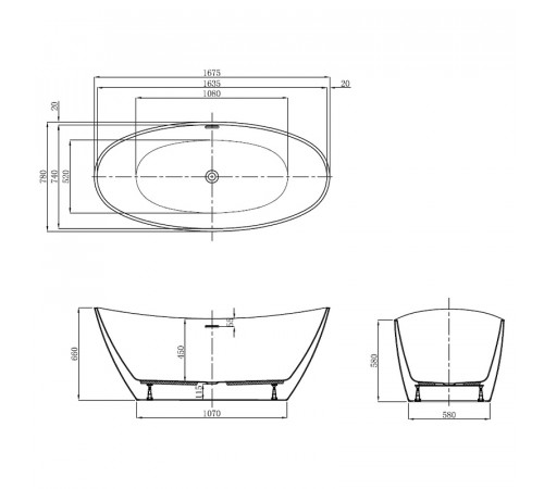 Акриловая ванна Vagnerplast Lorna 167x78 KRBV167LOR7X-64 без гидромассажа