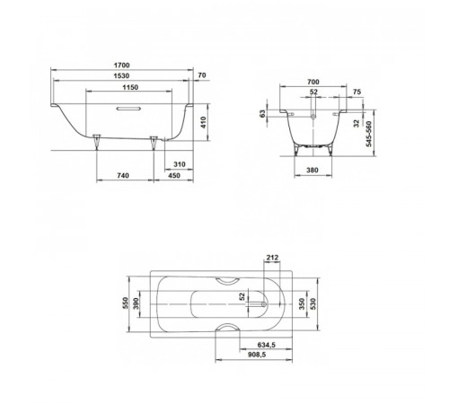 Стальная ванна Kaldewei Saniform Plus 363-1 170x70 111800013001 с покрытием Easy-clean