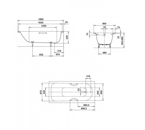 Стальная ванна Kaldewei Saniform Plus 375-1 180x80 112800010001 без покрытия