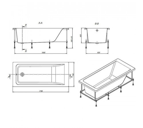 Акриловая ванна Roca Easy 170x70 ZRU9302905 без гидромассажа