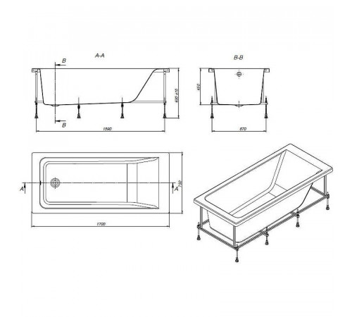 Акриловая ванна Roca Easy 170x75 ZRU9302899 без гидромассажа