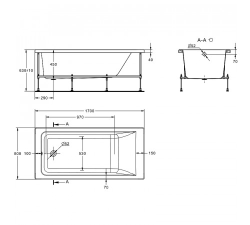 Акриловая ванна Roca Easy 170x80 ZRU9307624 без гидромассажа