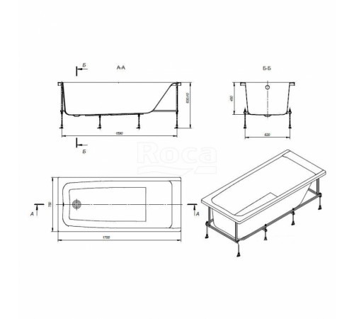 Акриловая ванна Roca Elba 170x75 248507000 без гидромассажа