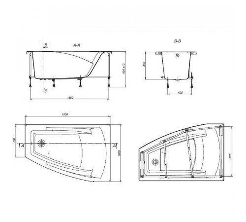 Акриловая ванна Roca Hall Angular 150х100 ZRU9302865 R без гидромассажа