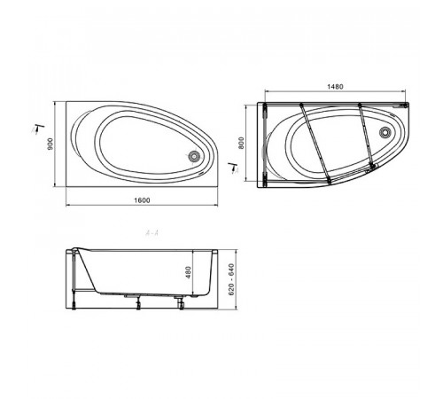 Акриловая ванна Roca Corfu 160x90 R 248574000 без гидромассажа