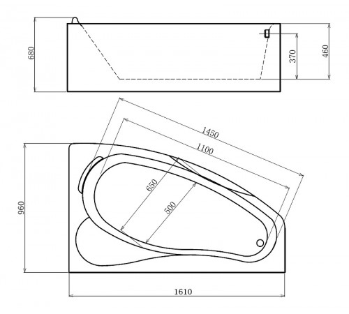 Акриловая ванна Gemy 161х96 G9046OR с гидромассажем