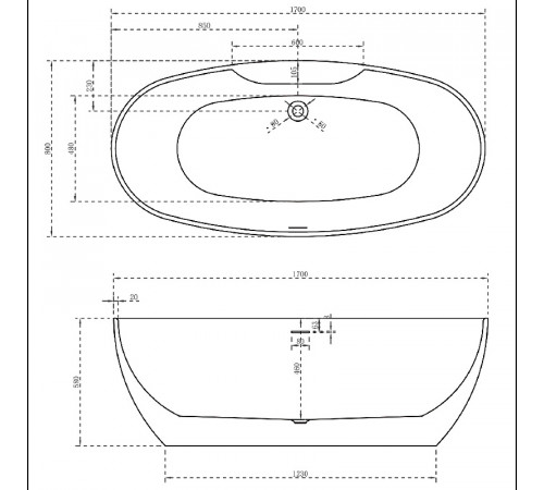 Акриловая ванна Abber 170x80 AB9323 без гидромассажа