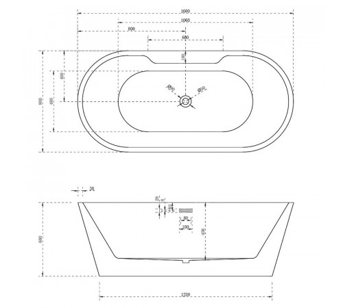 Акриловая ванна Abber AB9299-1.6 160х80 без гидромассажа