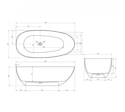 Карбоновая ванна Abber Karbon 170x80 AK9011-1.7 Черная без гидромассажа