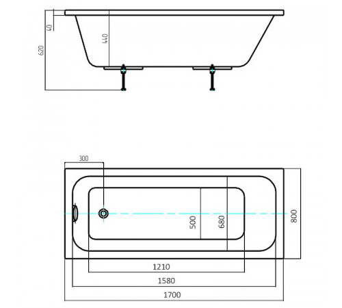 Акриловая ванна Aquatek Eco-friendly Мия 170x80 MIY170-0000032 без панелей, каркаса и слив-перелива