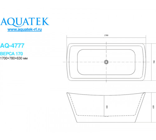 Акриловая ванна Aquatek Верса 170x78 AQ-4777 без гидромассажа