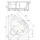 Акриловая ванна Aquatek Калипсо 146x146 KAL146-0000045 без гидромассажа с фронтальной панелью с каркасом (разборный) со слив-переливом