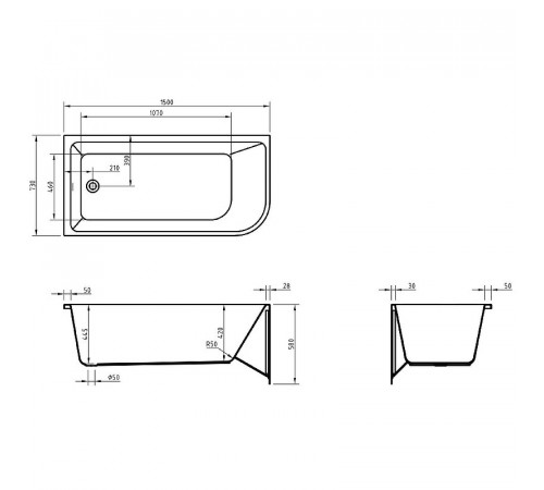 Акриловая ванна BelBagno 150x73 L BB712-1500-730-L без гидромассажа