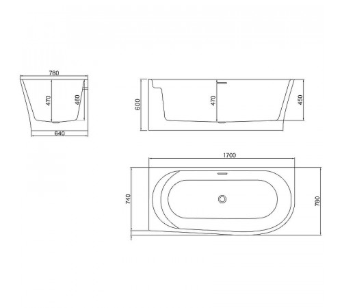 Акриловая ванна BelBagno 170x78 L BB410-1700-780-L без гидромассажа