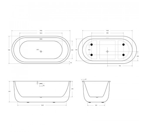 Акриловая ванна BelBagno 170x78 BB709-1700-780 без гидромассажа