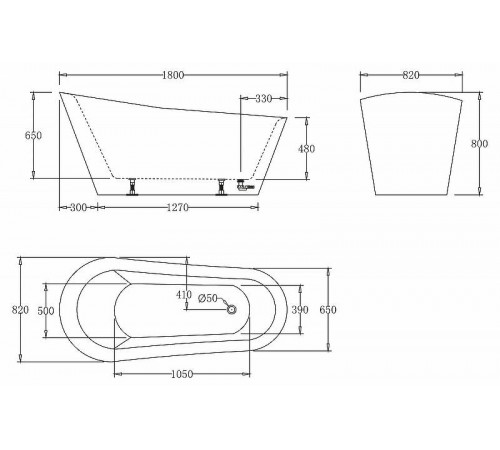 Акриловая ванна BelBagno 180x82 BB63-1800-W0 без гидромассажа