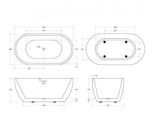 Акриловая ванна BelBagno BB70-1500-800 150х80 без гидромассажа